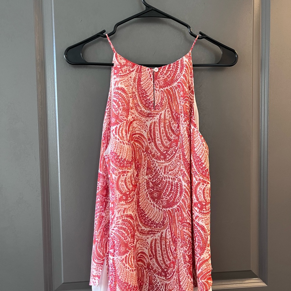Violet & Claire Red and White Patterned Sleeveless Top